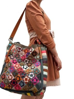 Multicolor Floral Patchwork Shoulder Bag